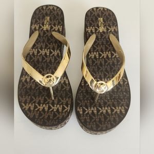 Michael Kors MK Brown Logo Flip Flops